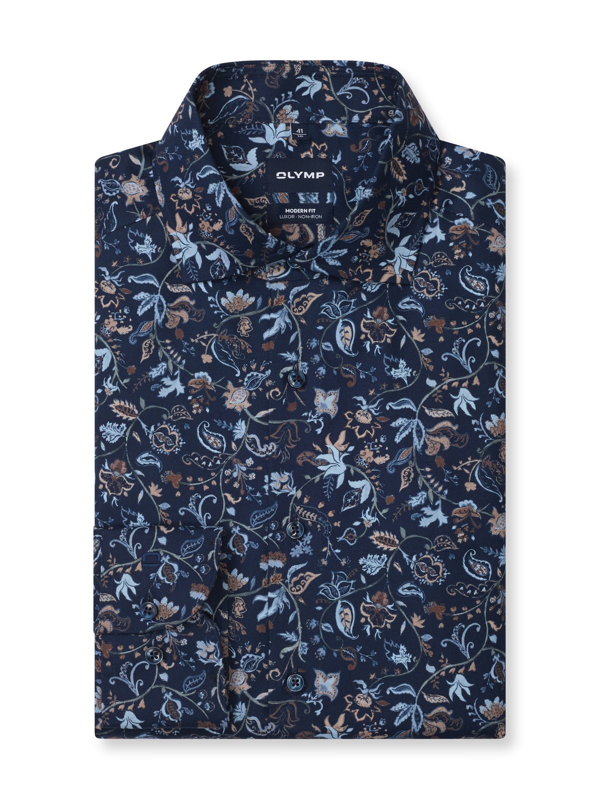 Hemd Herren Marine – OLYMP Luxor Modern Fit Extra kurzer Arm, Detailansicht