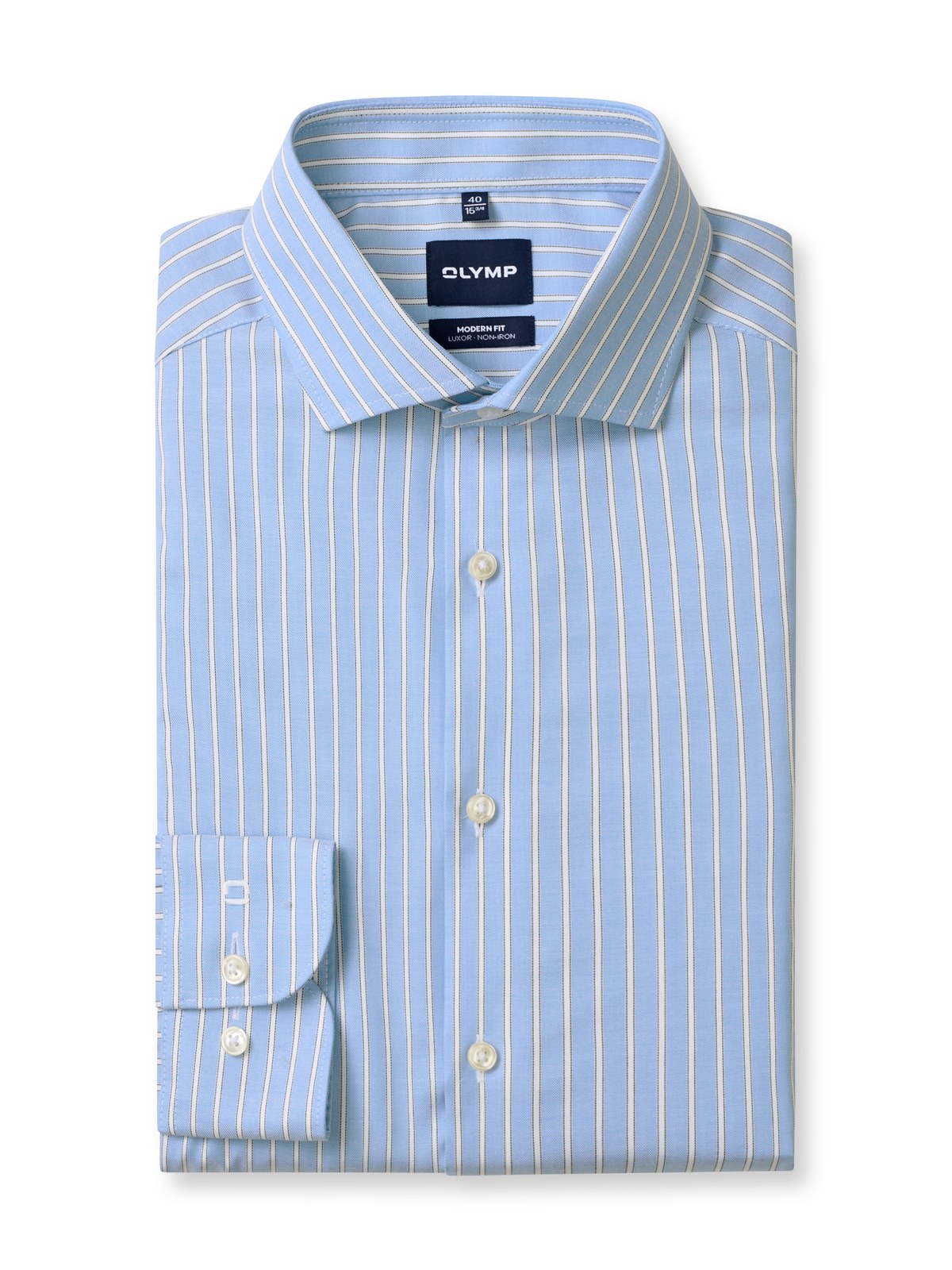Hemd Herren Bleu – OLYMP Luxor Modern Fit, Detailansicht