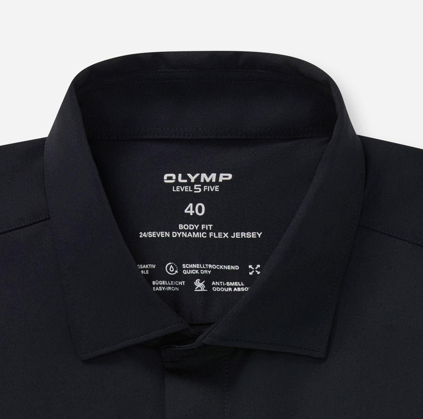 Hemd Herren Schwarz – OLYMP Level Five 24/Seven Body Fit, Detailansicht