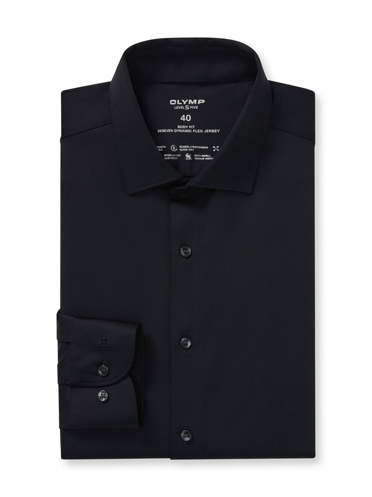 Hemd Herren Schwarz – OLYMP Level Five 24/Seven Body Fit, Detailansicht