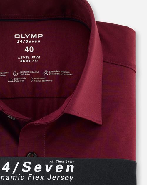 Hemd Herren Bordeaux – OLYMP Level Five 24/Seven Body Fit, Detailansicht