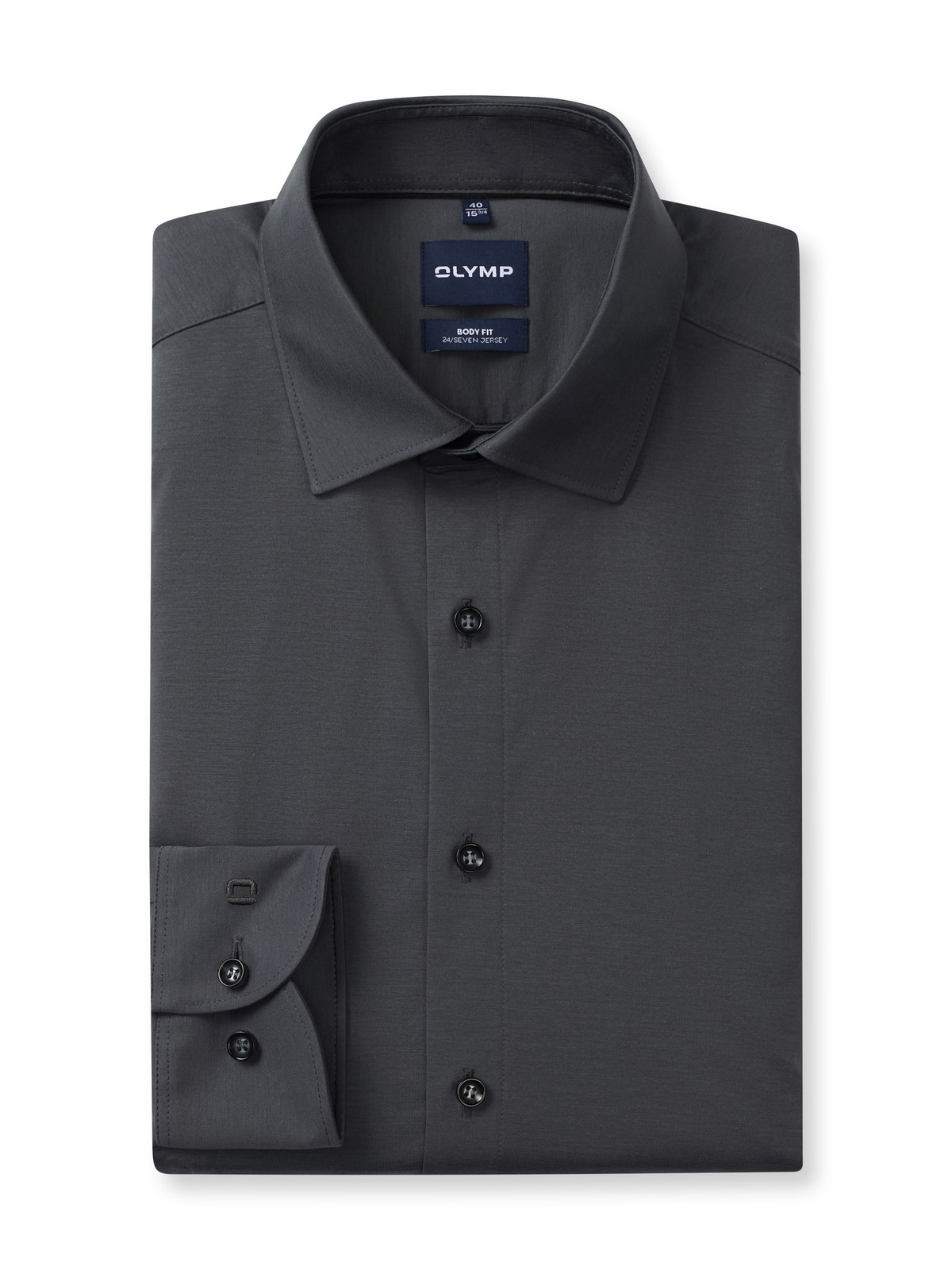 Hemd Herren Graphit – OLYMP Level Five 24/Seven Body Fit, Detailansicht