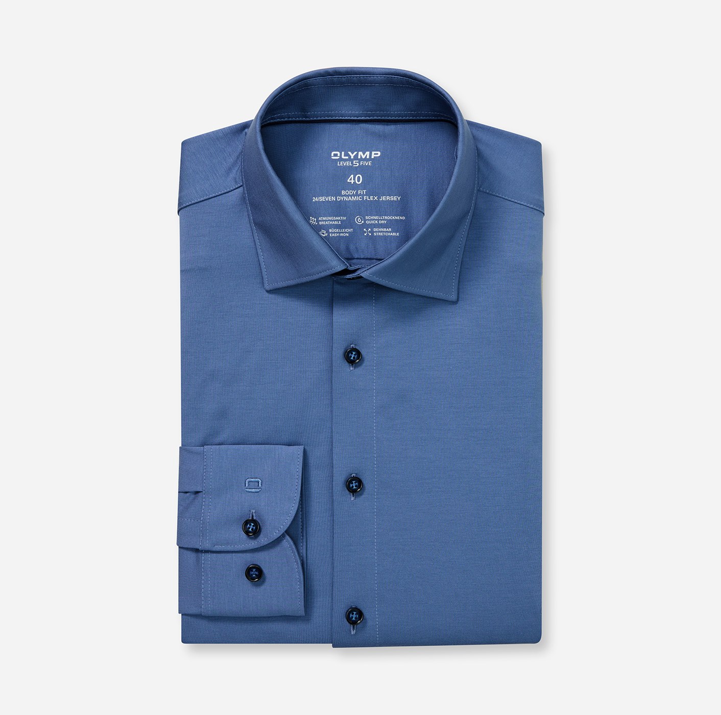 Hemd Herren Nürnberger blau – OLYMP Level Five 24/Seven Body Fit, Detailansicht