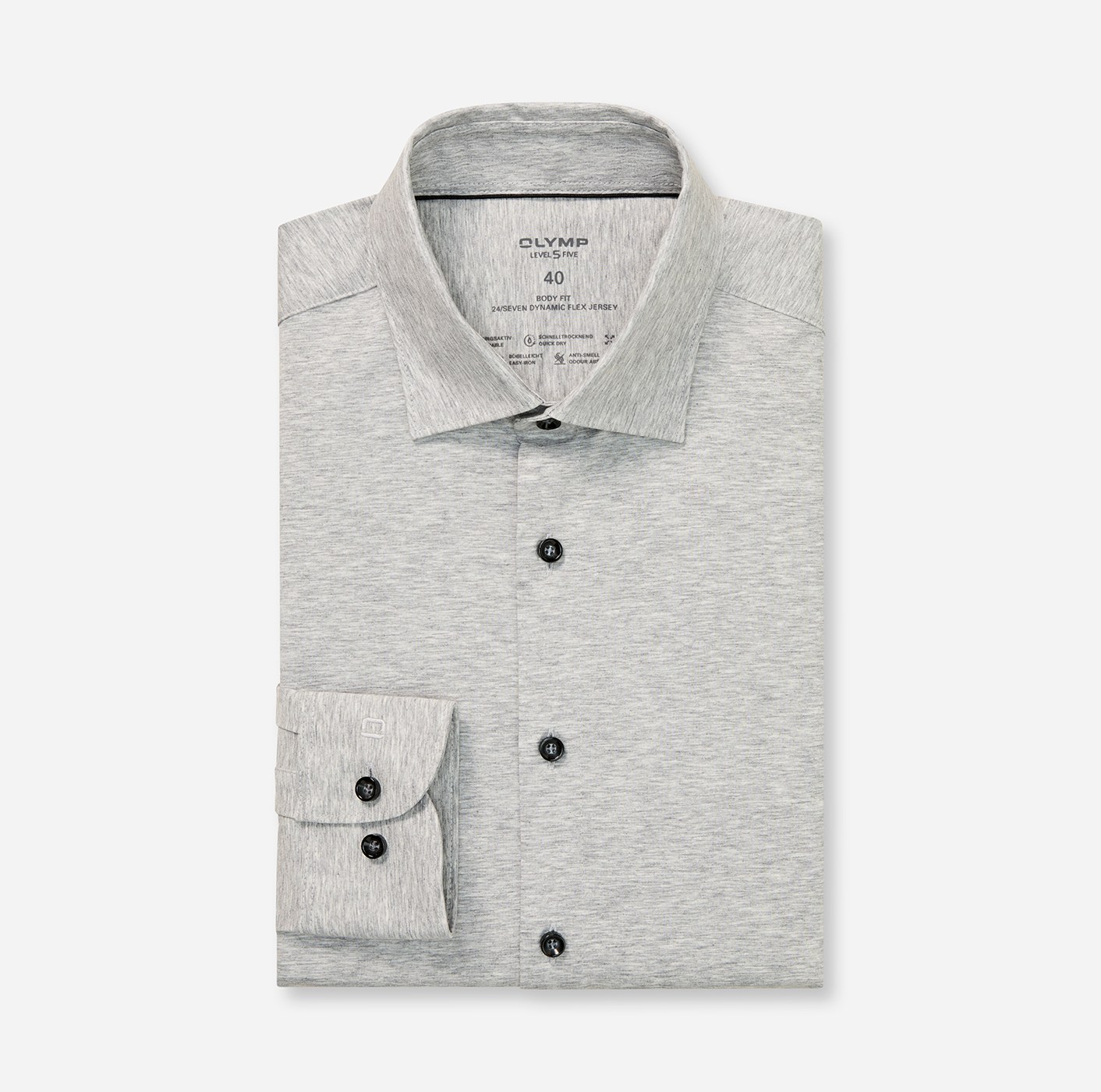 Hemd Herren Silbergrau – OLYMP Level Five 24/Seven Body Fit, Detailansicht