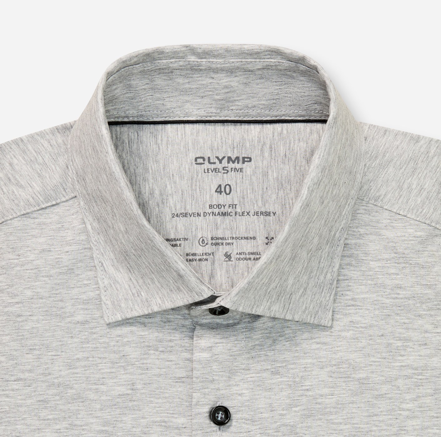 Hemd Herren Silbergrau – OLYMP Level Five 24/Seven Body Fit, Detailansicht