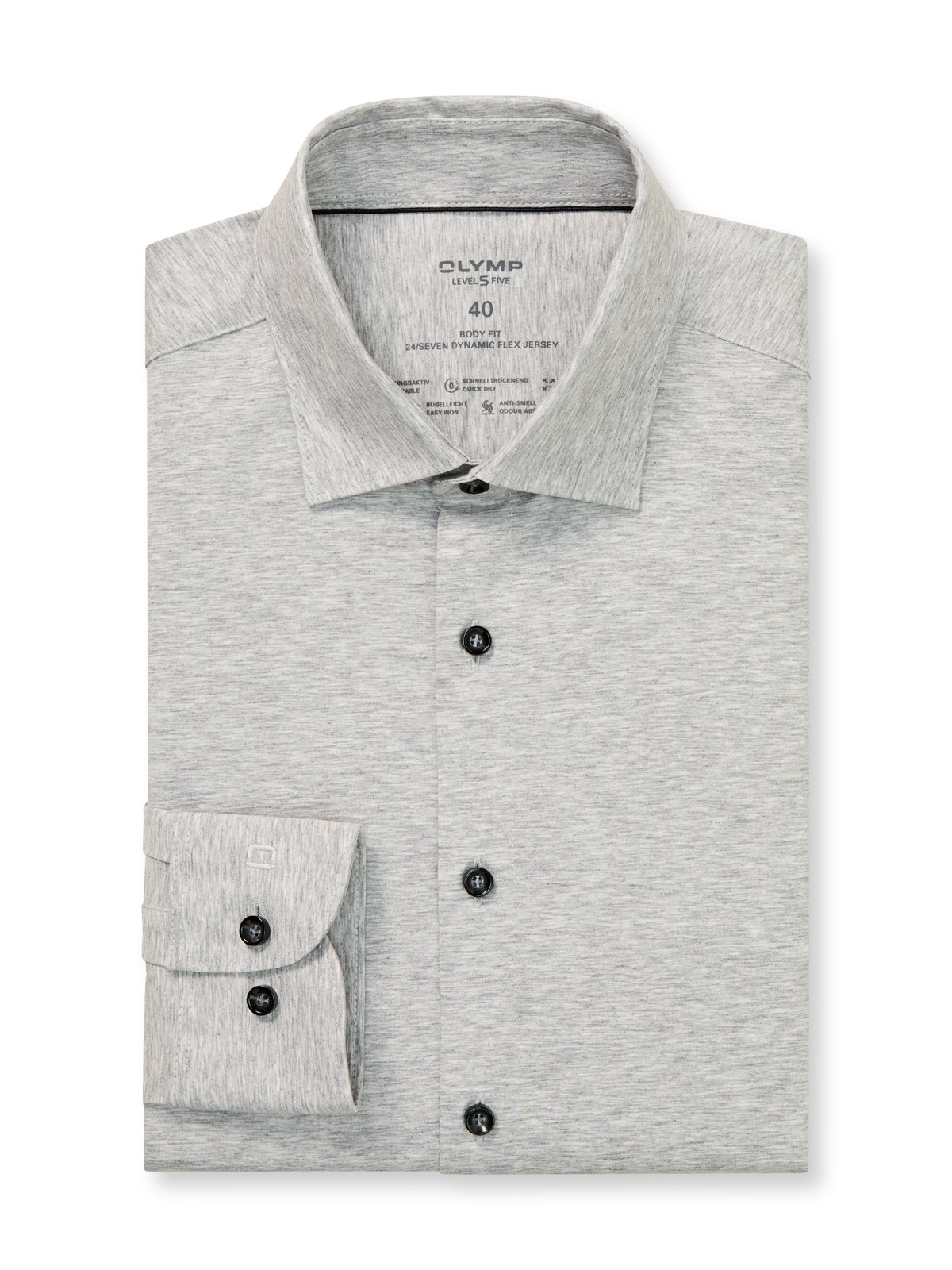 Hemd Herren Silbergrau – OLYMP Level Five 24/Seven Body Fit, Detailansicht