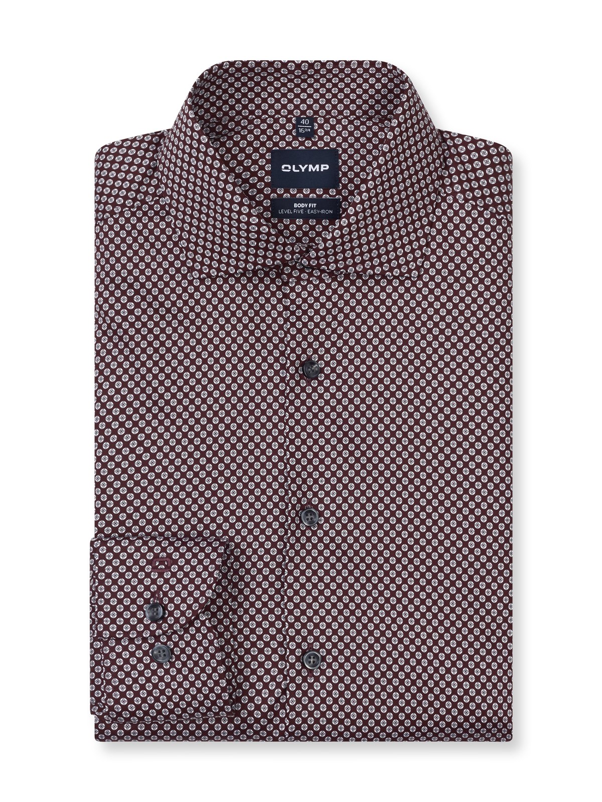 Hemd Herren Bordeaux – OLYMP Level Five Body Fit, Detailansicht
