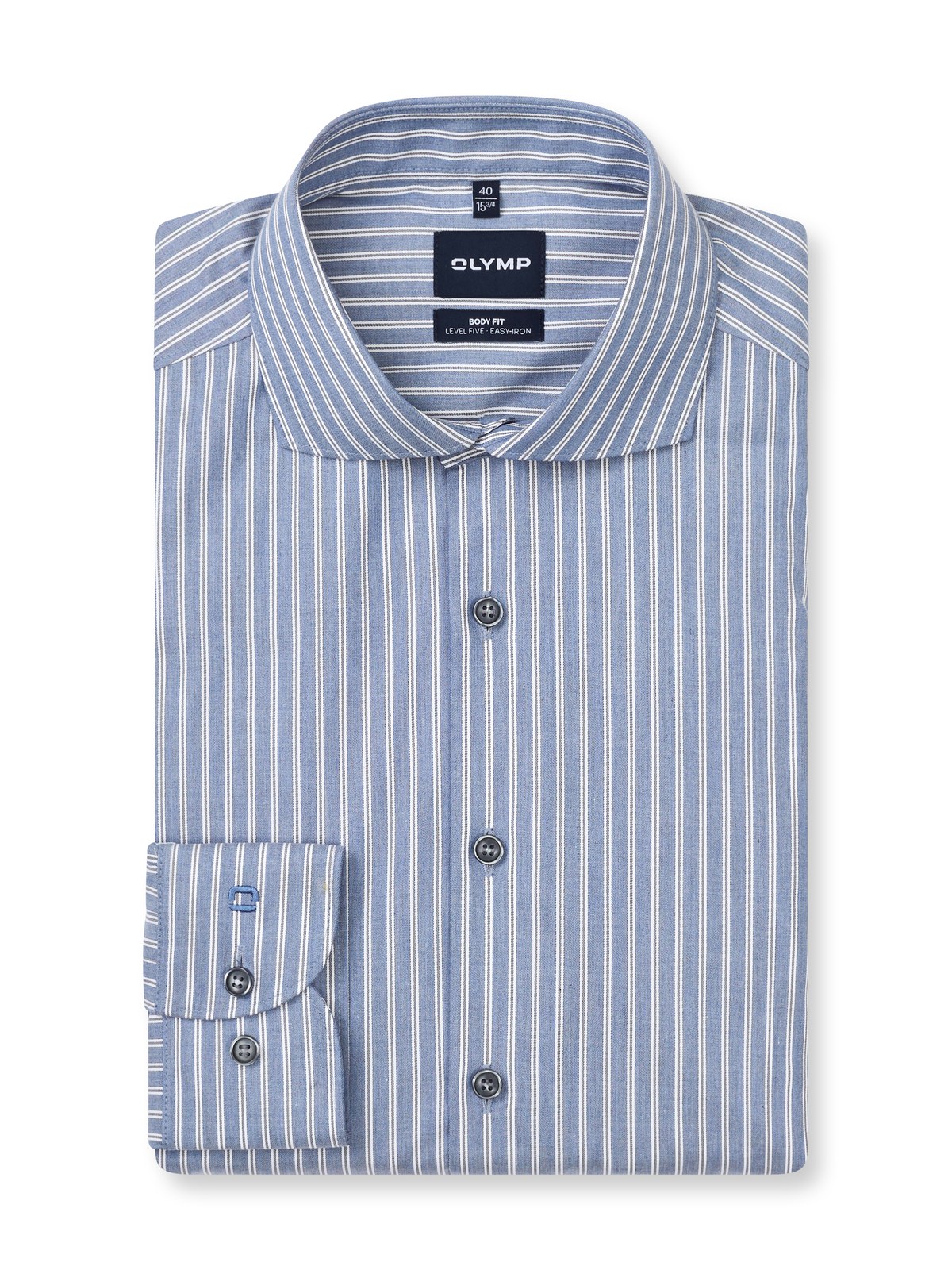 Hemd Herren Rauchblau – OLYMP Level Five Body Fit, Detailansicht