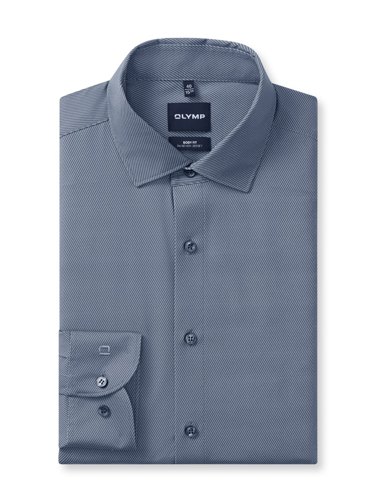 Hemd Herren Marine – OLYMP Level Five 24/Seven Body Fit, Detailansicht