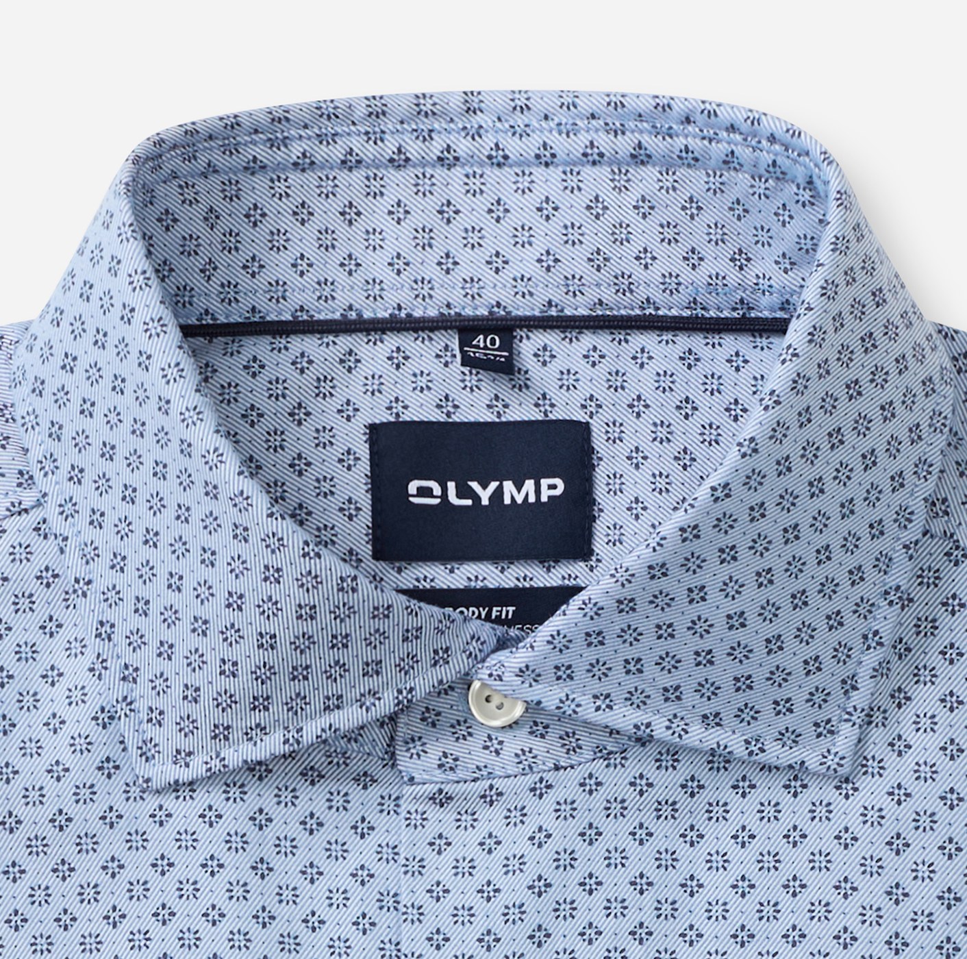 Hemd Herren Rauchblau – OLYMP Smart Business Body Fit, Detailansicht