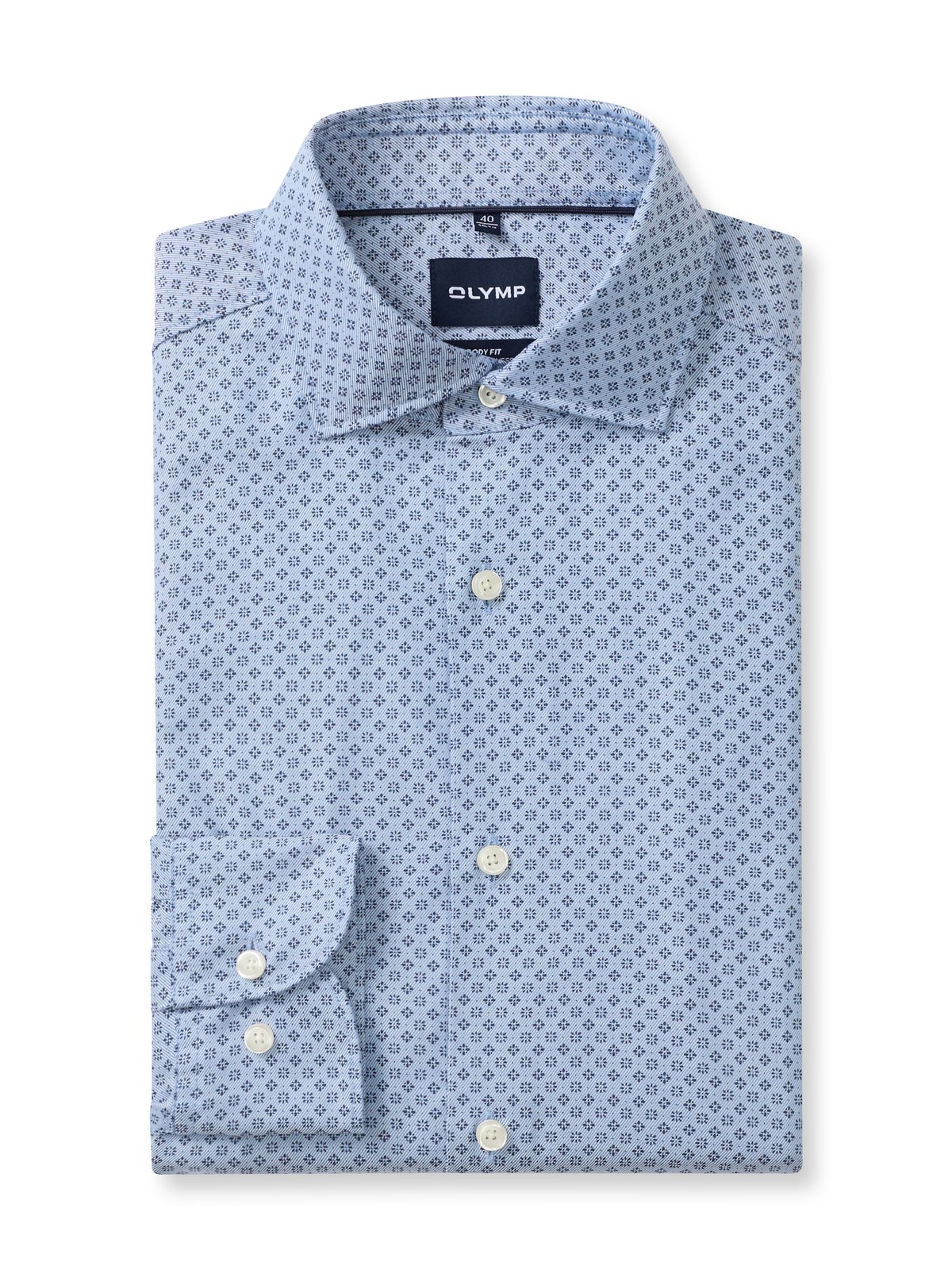 Hemd Herren Rauchblau – OLYMP Smart Business Body Fit, Detailansicht