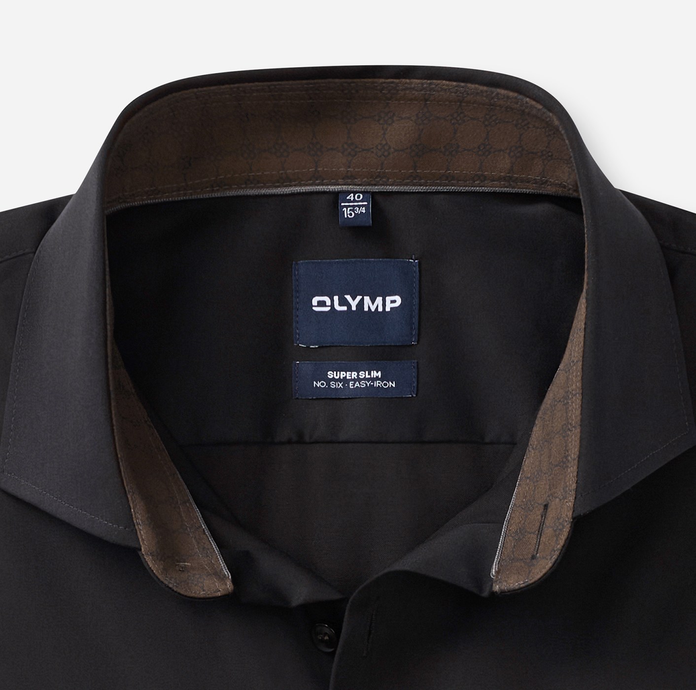 Hemd Herren Schwarz – OLYMP No. Six Super Slim, Detailansicht