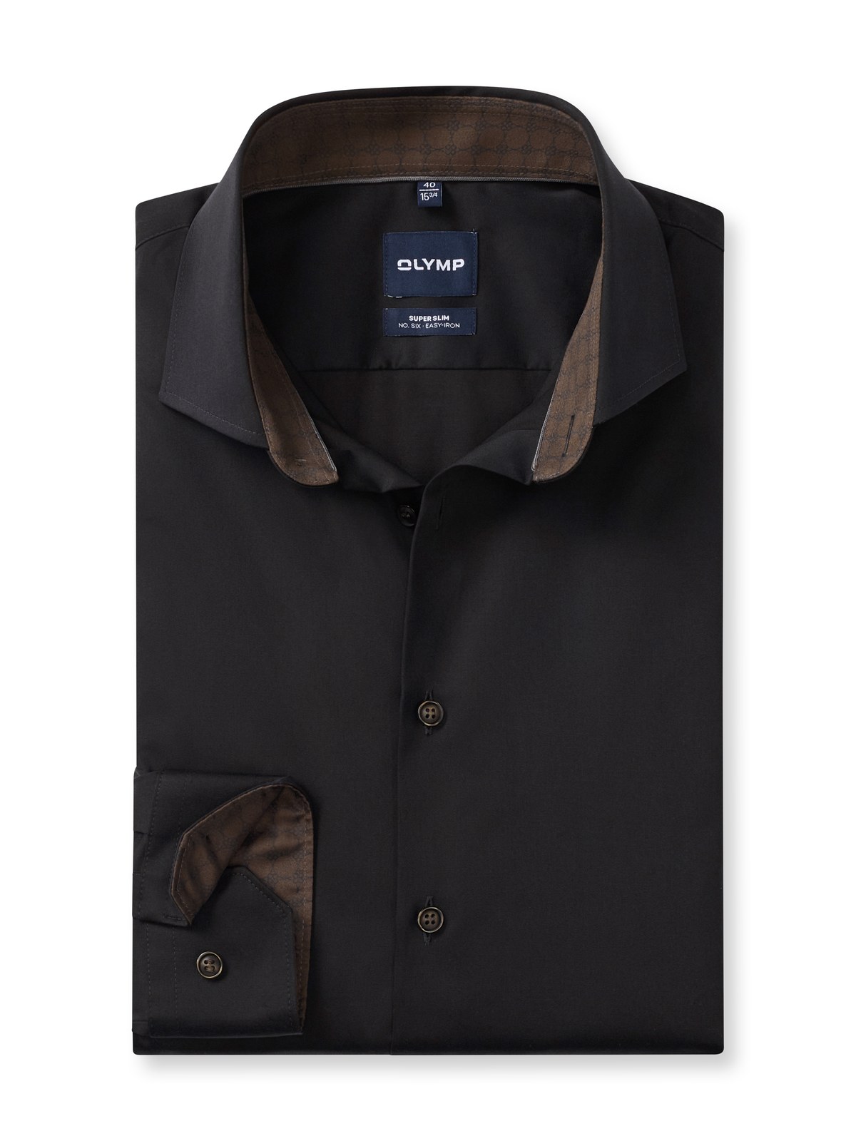 Hemd Herren Schwarz – OLYMP No. Six Super Slim, Detailansicht