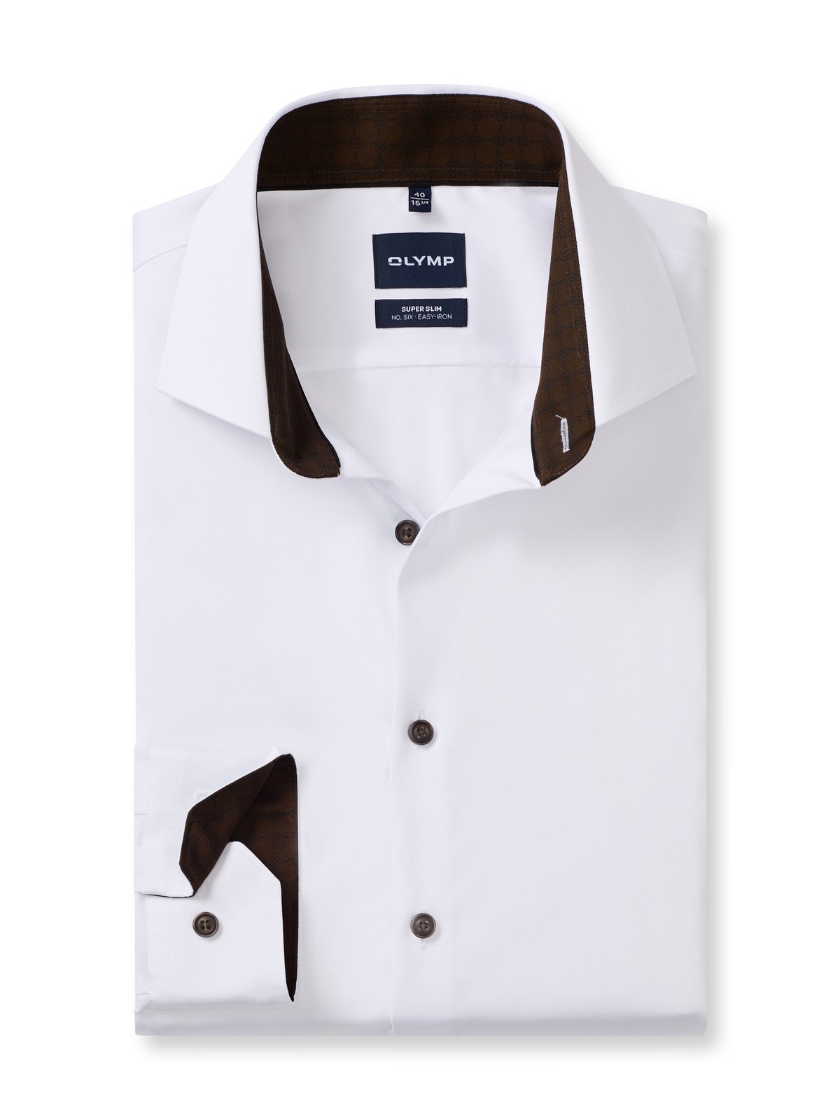 Hemd Herren Weiß – OLYMP No. Six Super Slim Extra langer Arm, Detailansicht