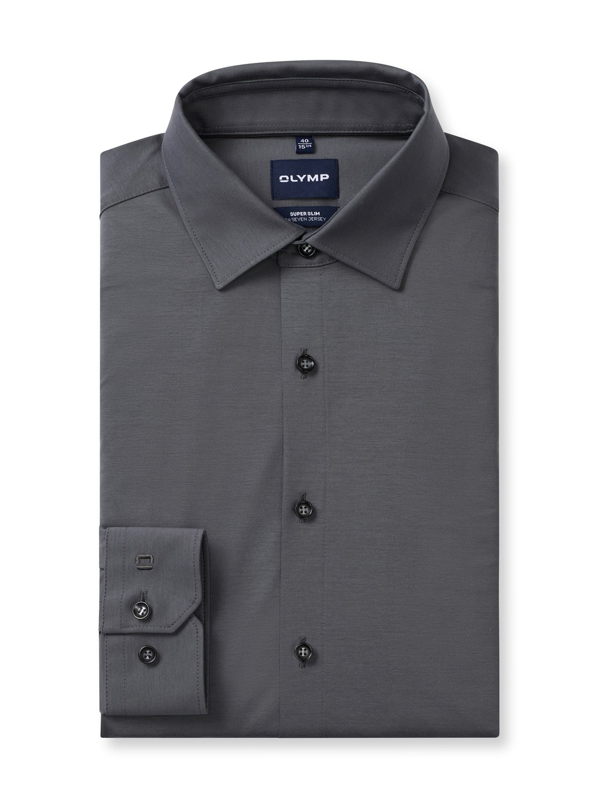 Hemd Herren Graphit – OLYMP No. Six 24/Seven Super Slim, Detailansicht