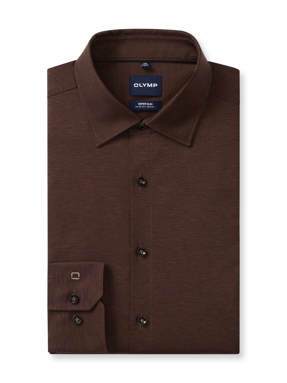 Hemd Herren Nougat – OLYMP No. Six 24/Seven Super Slim, Detailansicht