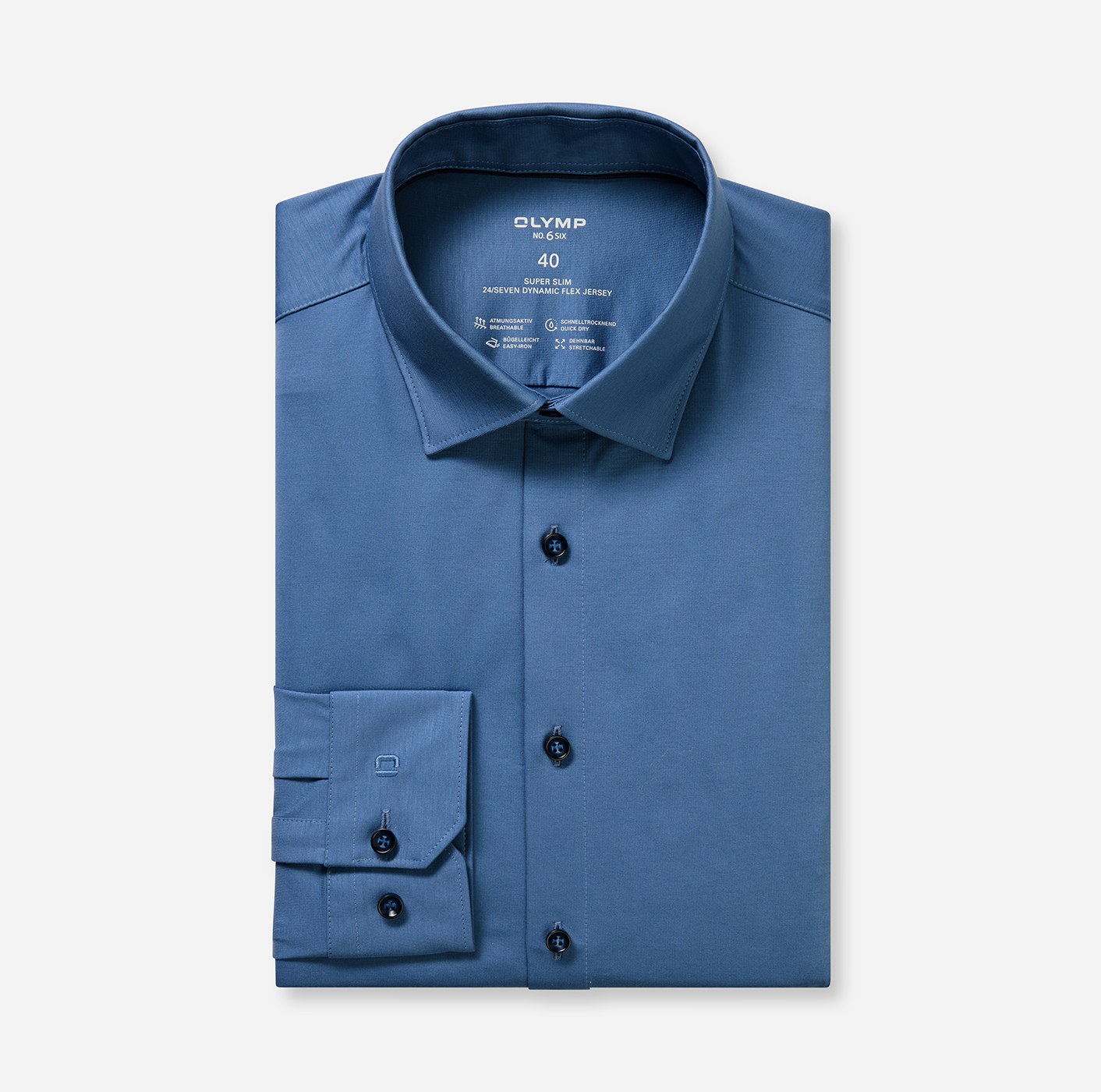 Hemd Herren Nürnberger blau – OLYMP No. Six 24/Seven Super Slim, Detailansicht