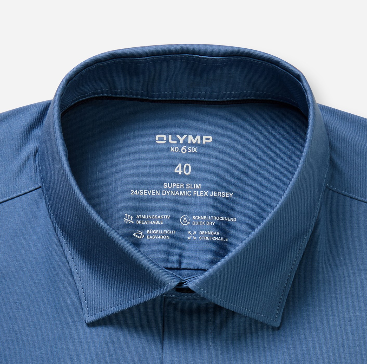 Hemd Herren Nürnberger blau – OLYMP No. Six 24/Seven Super Slim, Detailansicht