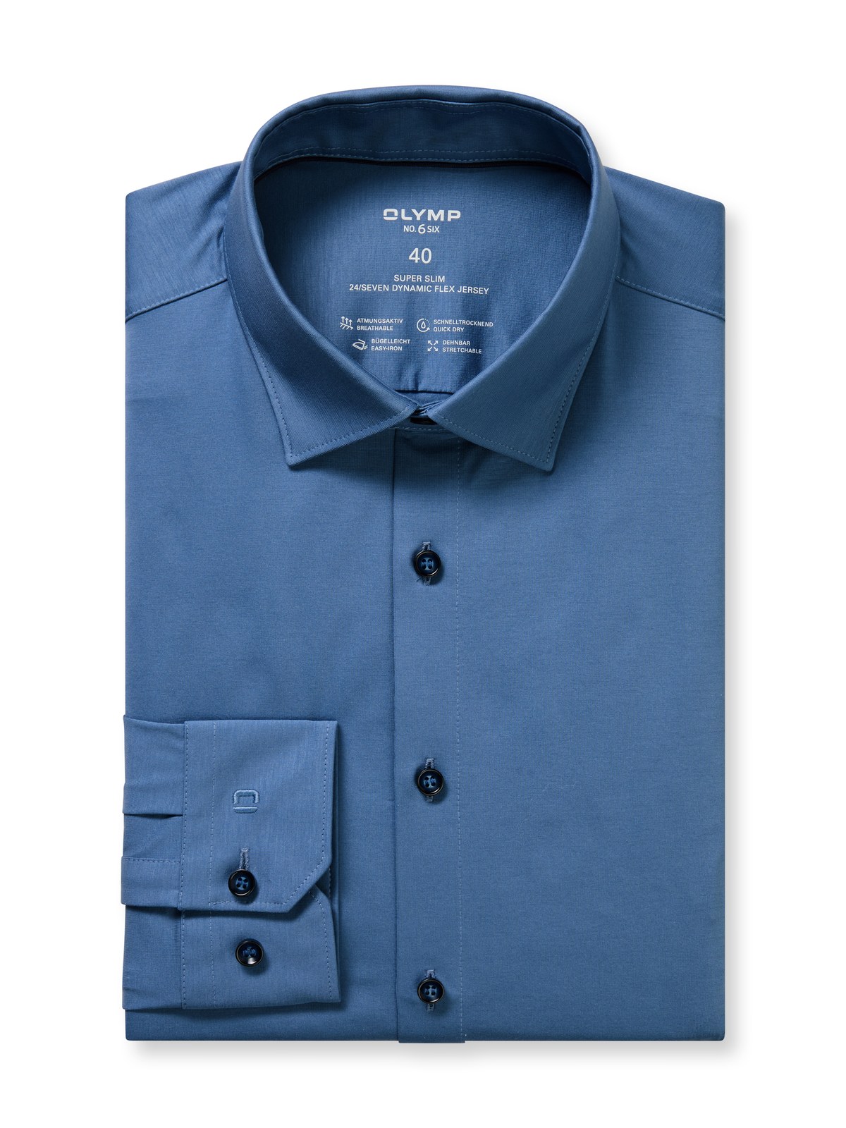 Hemd Herren Nürnberger blau – OLYMP No. Six 24/Seven Super Slim, Detailansicht