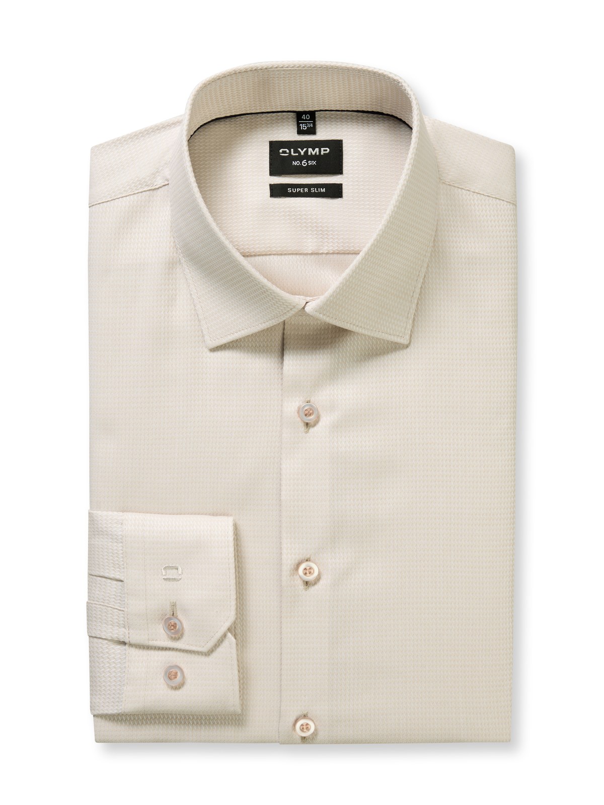 Hemd Herren Beige – OLYMP No. Six Super Slim, Detailansicht