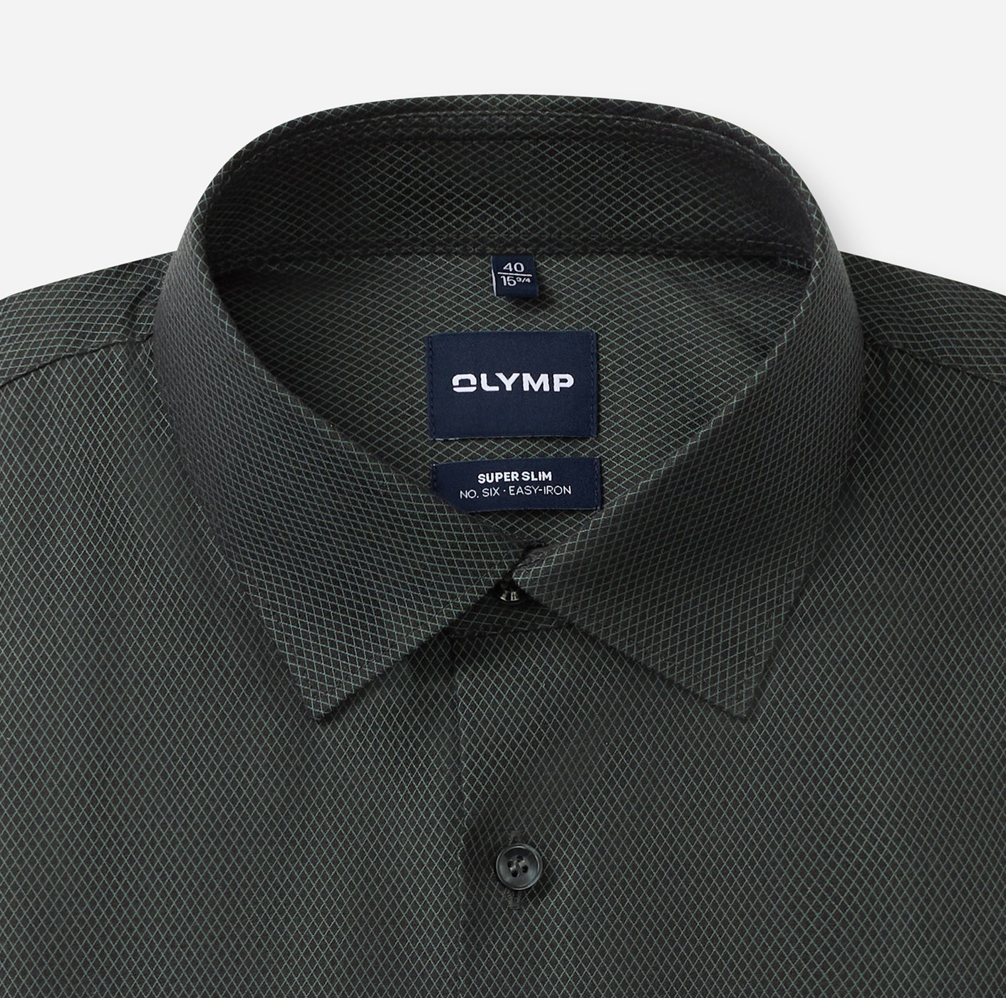 Hemd Herren Grau-grün – OLYMP No. Six Super Slim, Detailansicht
