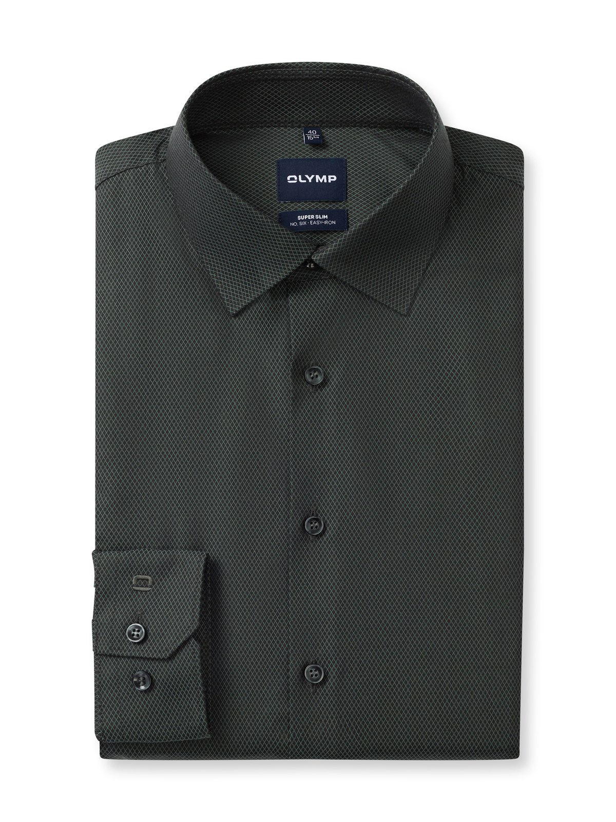 Hemd Herren Grau-grün – OLYMP No. Six Super Slim, Detailansicht