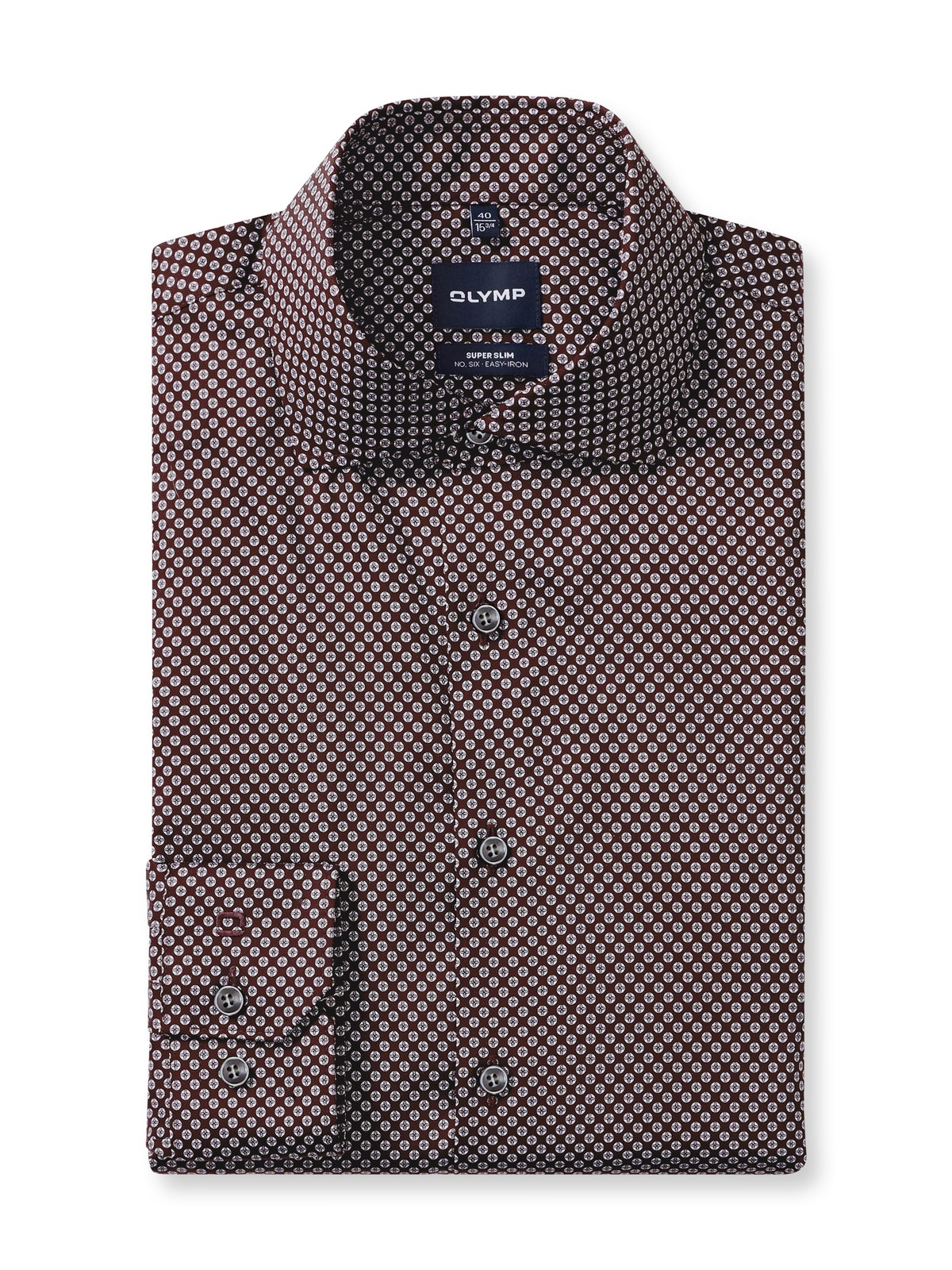 Hemd Herren Bordeaux – OLYMP No. Six Super Slim, Detailansicht