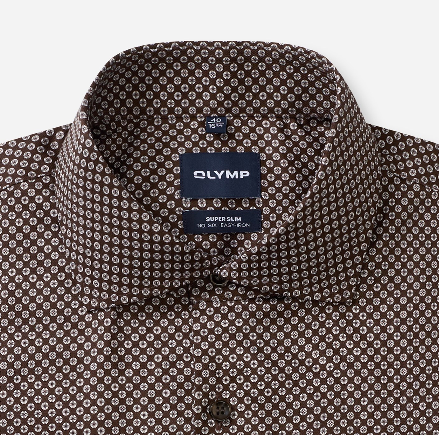 Hemd Herren Braun – OLYMP No. Six Super Slim, Detailansicht