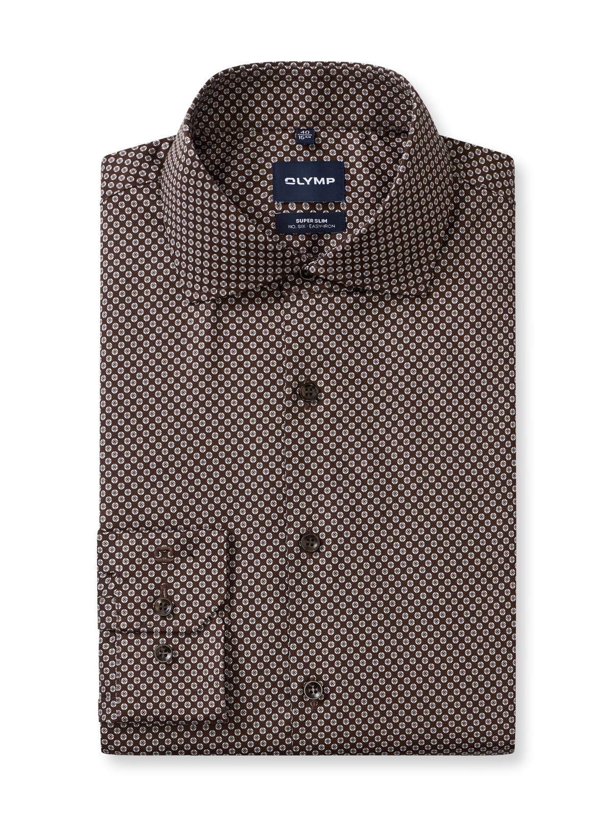 Hemd Herren Braun – OLYMP No. Six Super Slim, Detailansicht