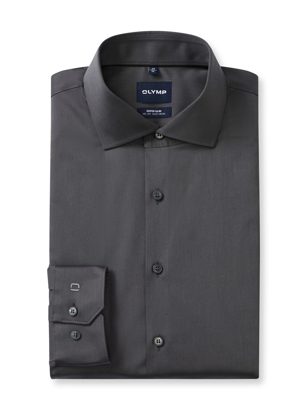 Hemd Herren Anthrazit – OLYMP No. Six Super Slim, Detailansicht