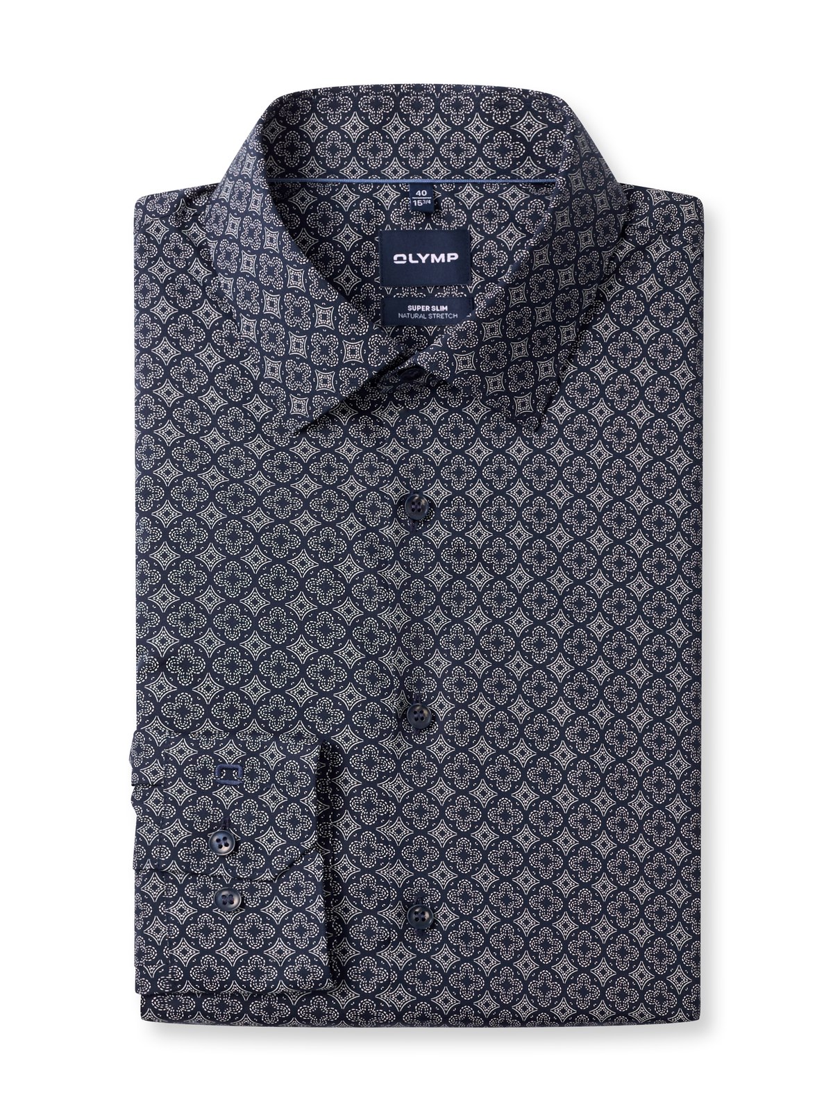 Hemd Herren Marine – OLYMP No. Six Super Slim, Detailansicht