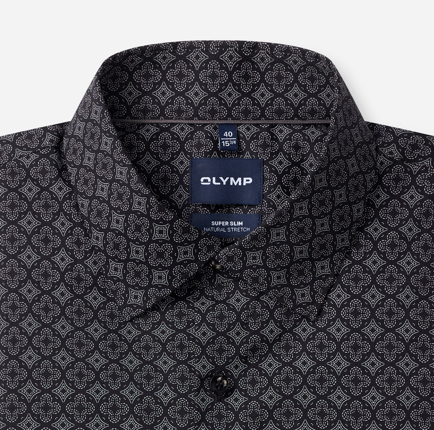 Hemd Herren Schwarz – OLYMP No. Six Super Slim, Detailansicht