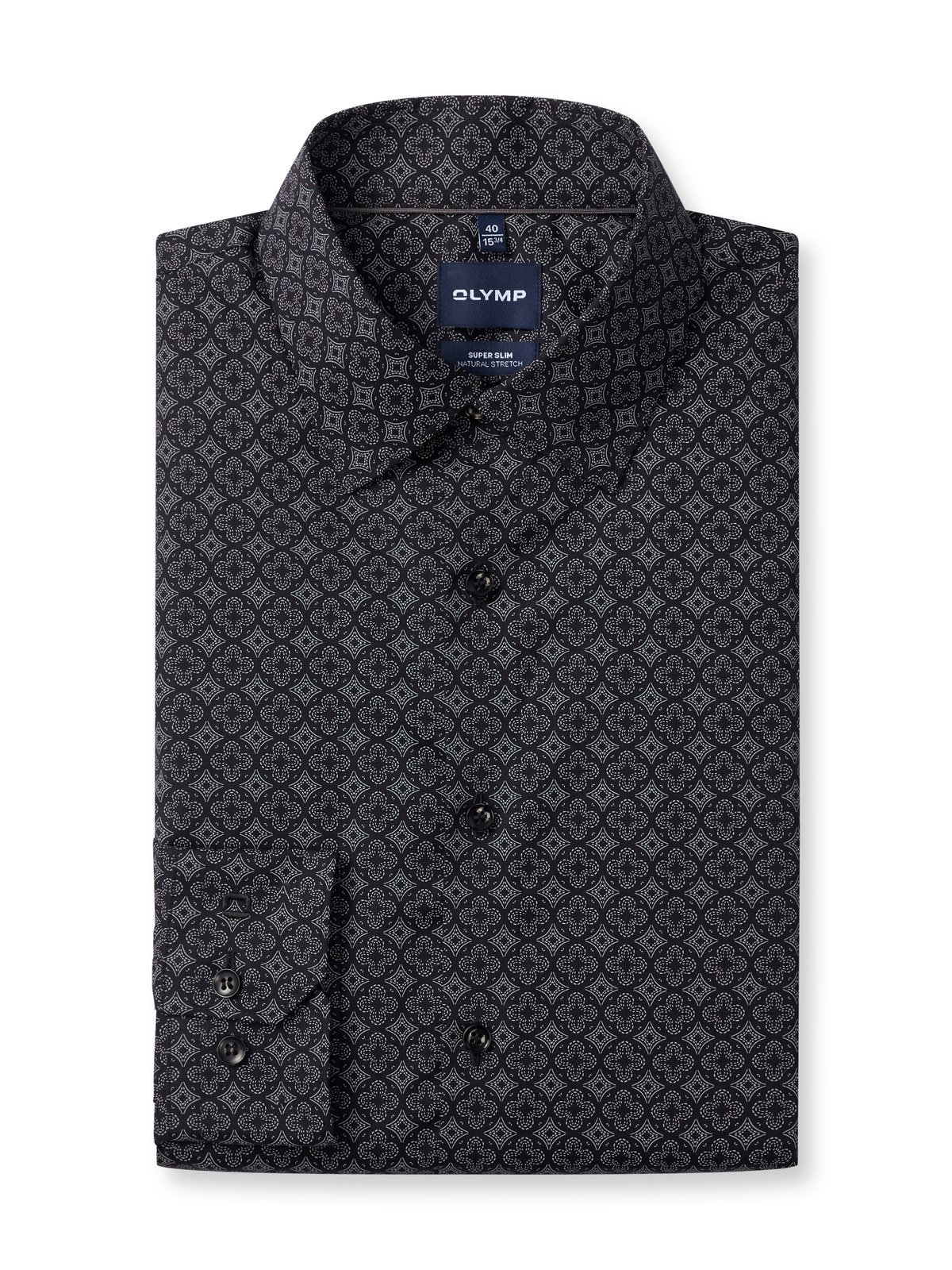 Hemd Herren Schwarz – OLYMP No. Six Super Slim, Detailansicht