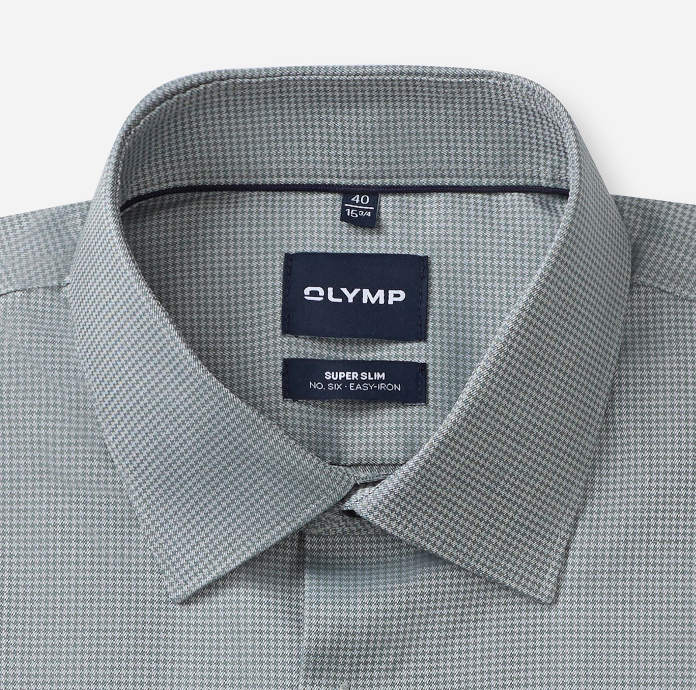 Hemd Herren Grau-grün – OLYMP No. Six Super Slim, Detailansicht