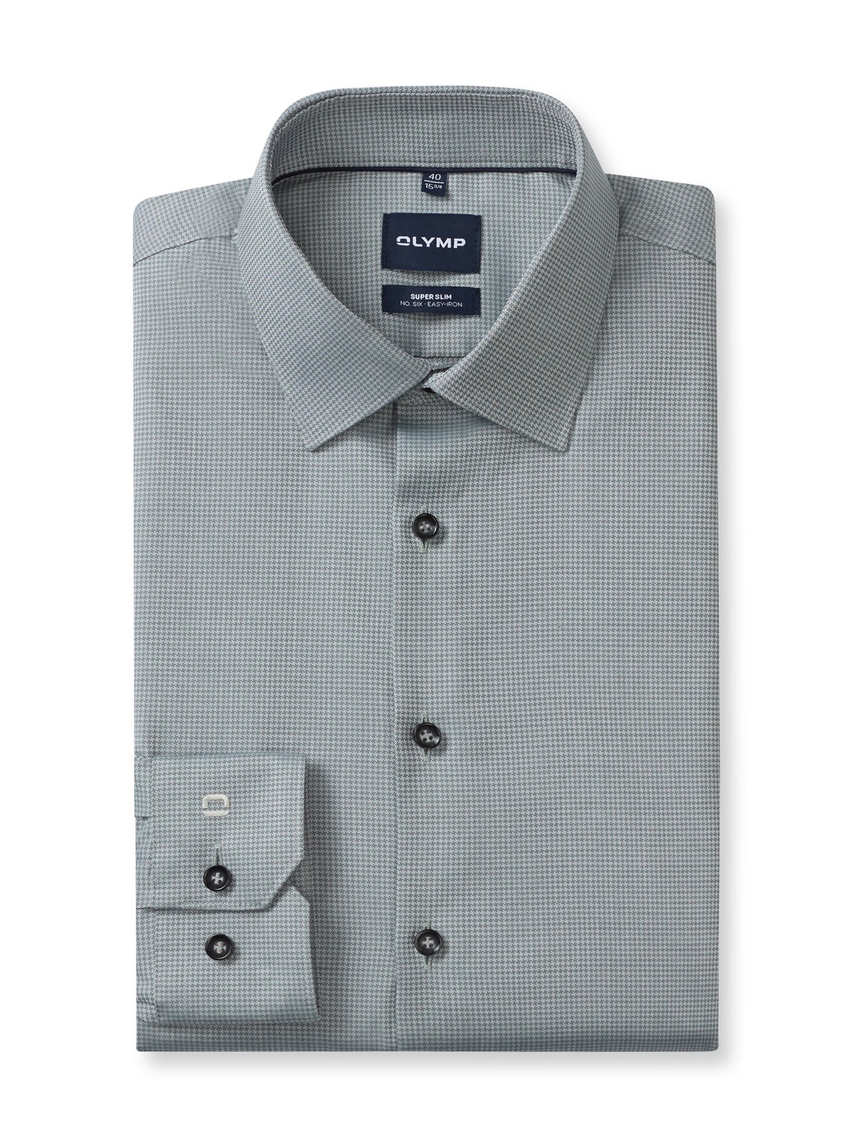 Hemd Herren Grau-grün – OLYMP No. Six Super Slim, Detailansicht
