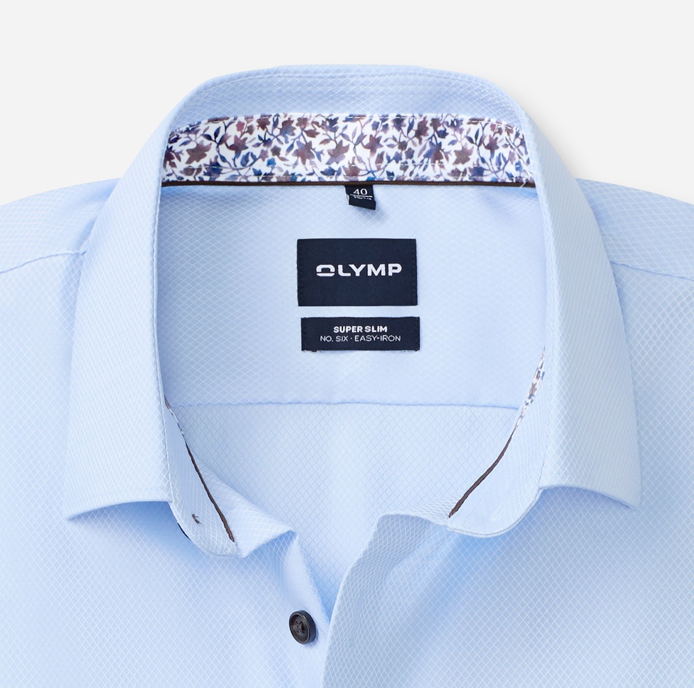 Hemd Herren Bleu – OLYMP No. Six Super Slim, Detailansicht