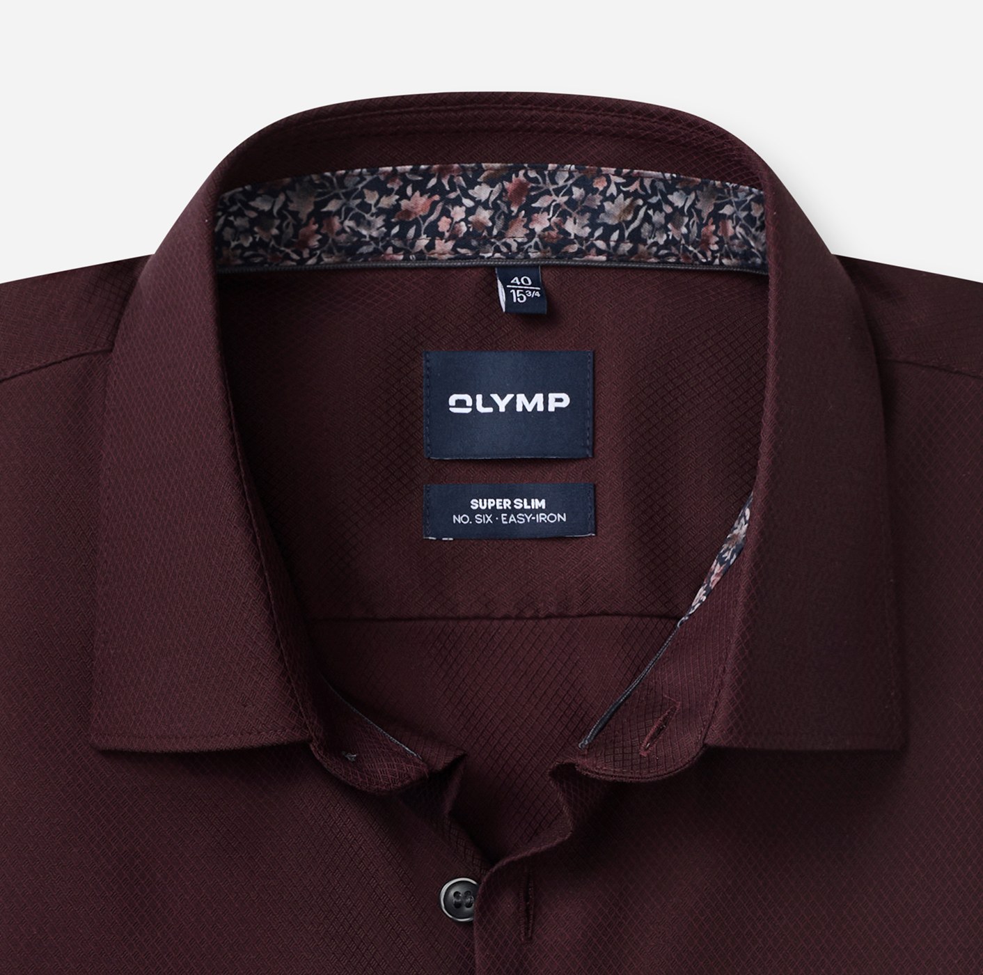 Hemd Herren Bordeaux – OLYMP No. Six Super Slim, Detailansicht