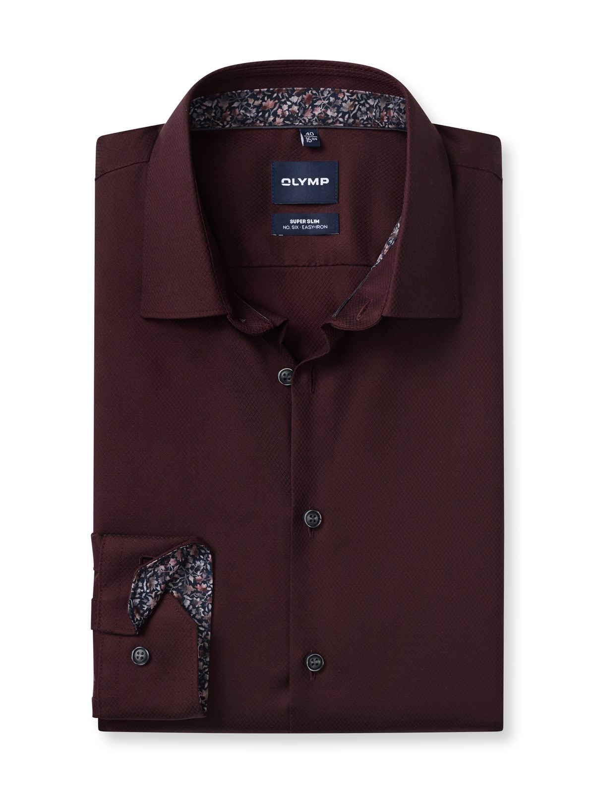 Hemd Herren Bordeaux – OLYMP No. Six Super Slim, Detailansicht
