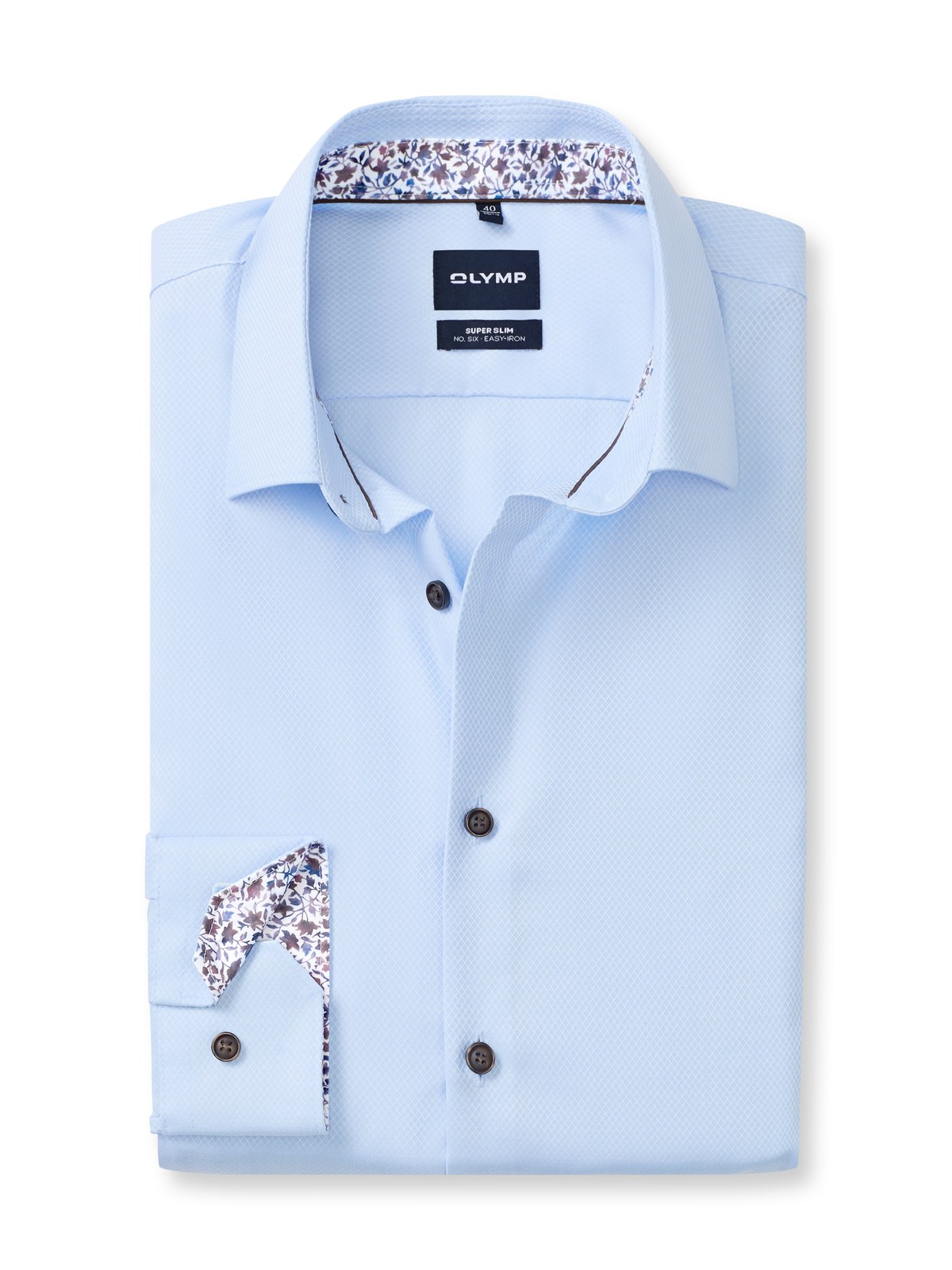 Hemd Herren Bleu – OLYMP No. Six Super Slim Extra langer Arm, Detailansicht