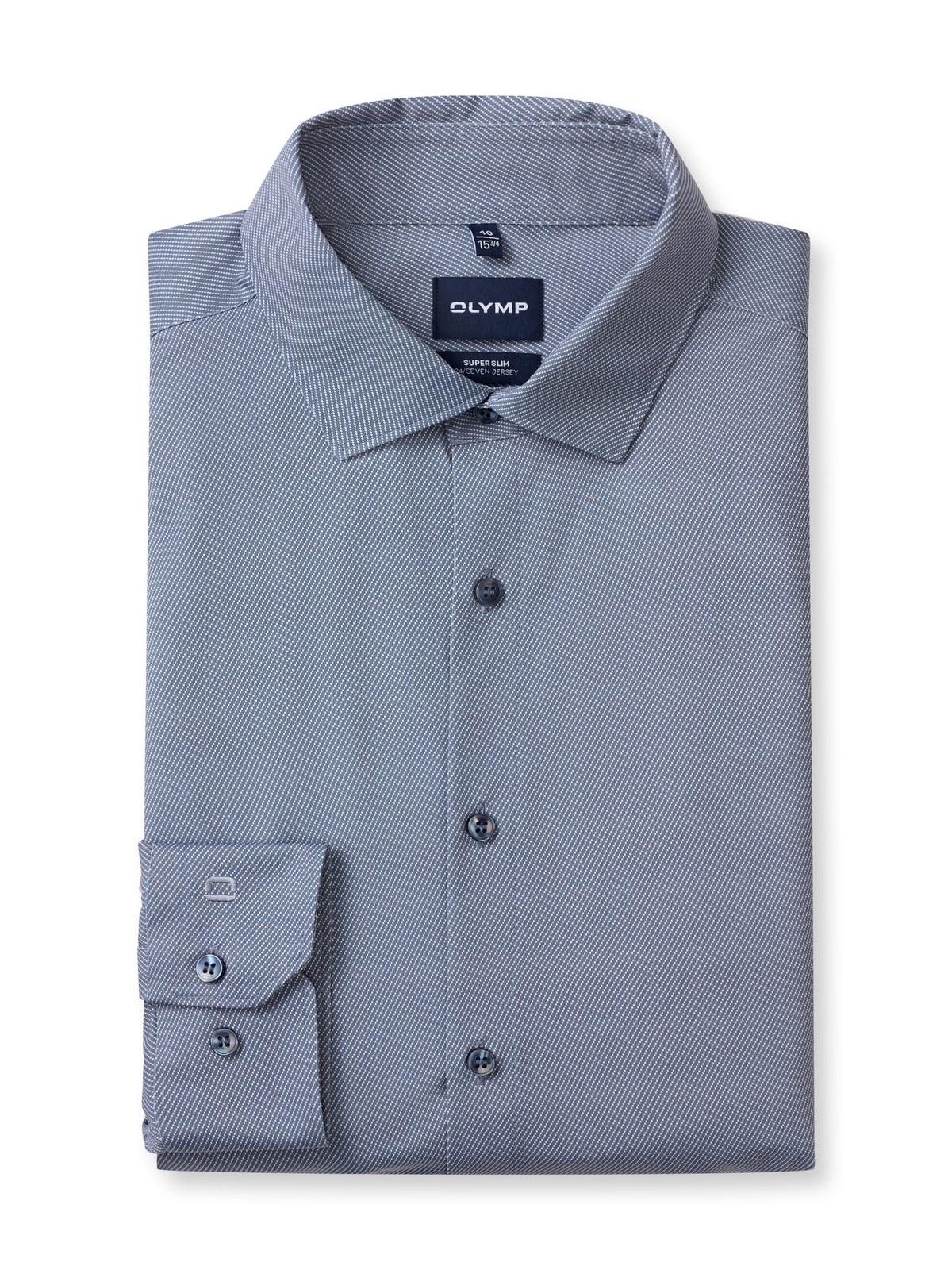Hemd Herren Marine – OLYMP No. Six 24/Seven Super Slim, Detailansicht