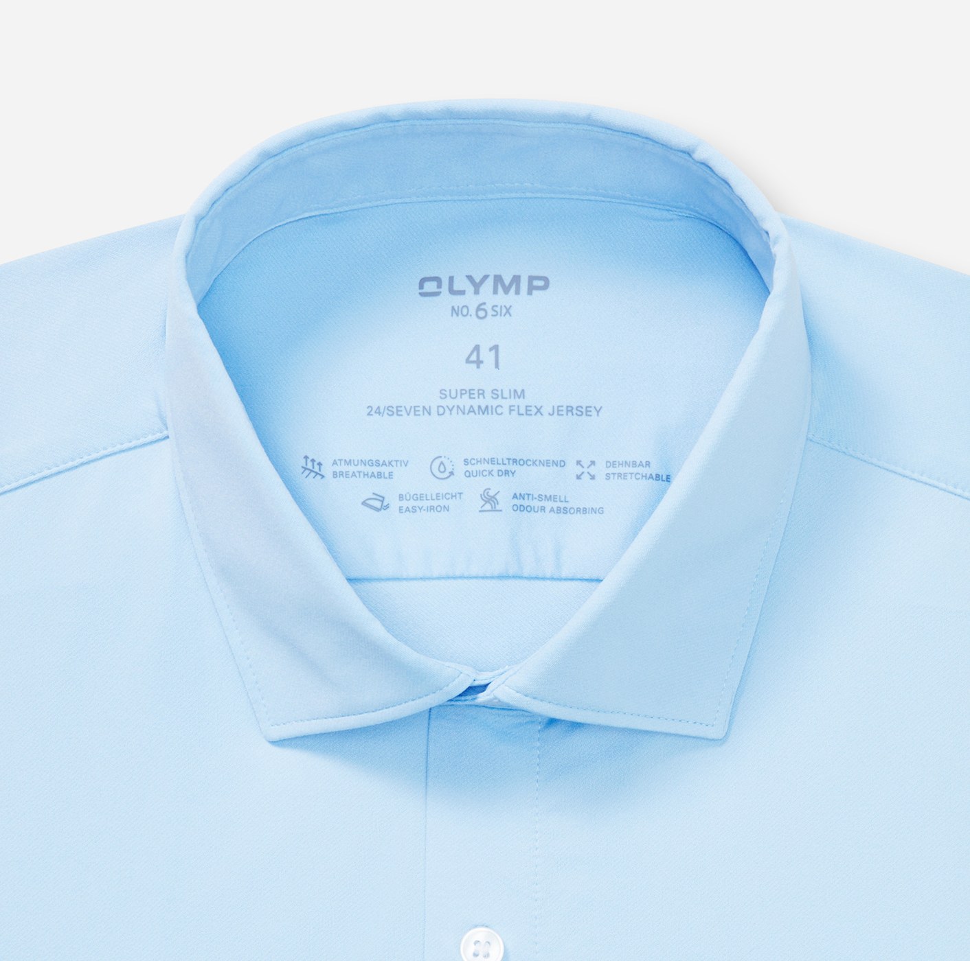 Hemd Herren Bleu – OLYMP No. Six 24/Seven Super Slim, Detailansicht