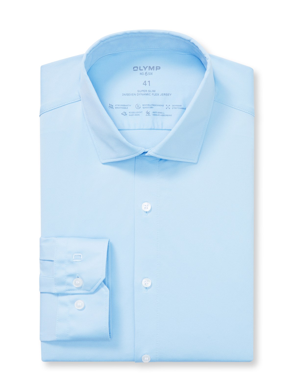 Hemd Herren Bleu – OLYMP No. Six 24/Seven Super Slim, Detailansicht