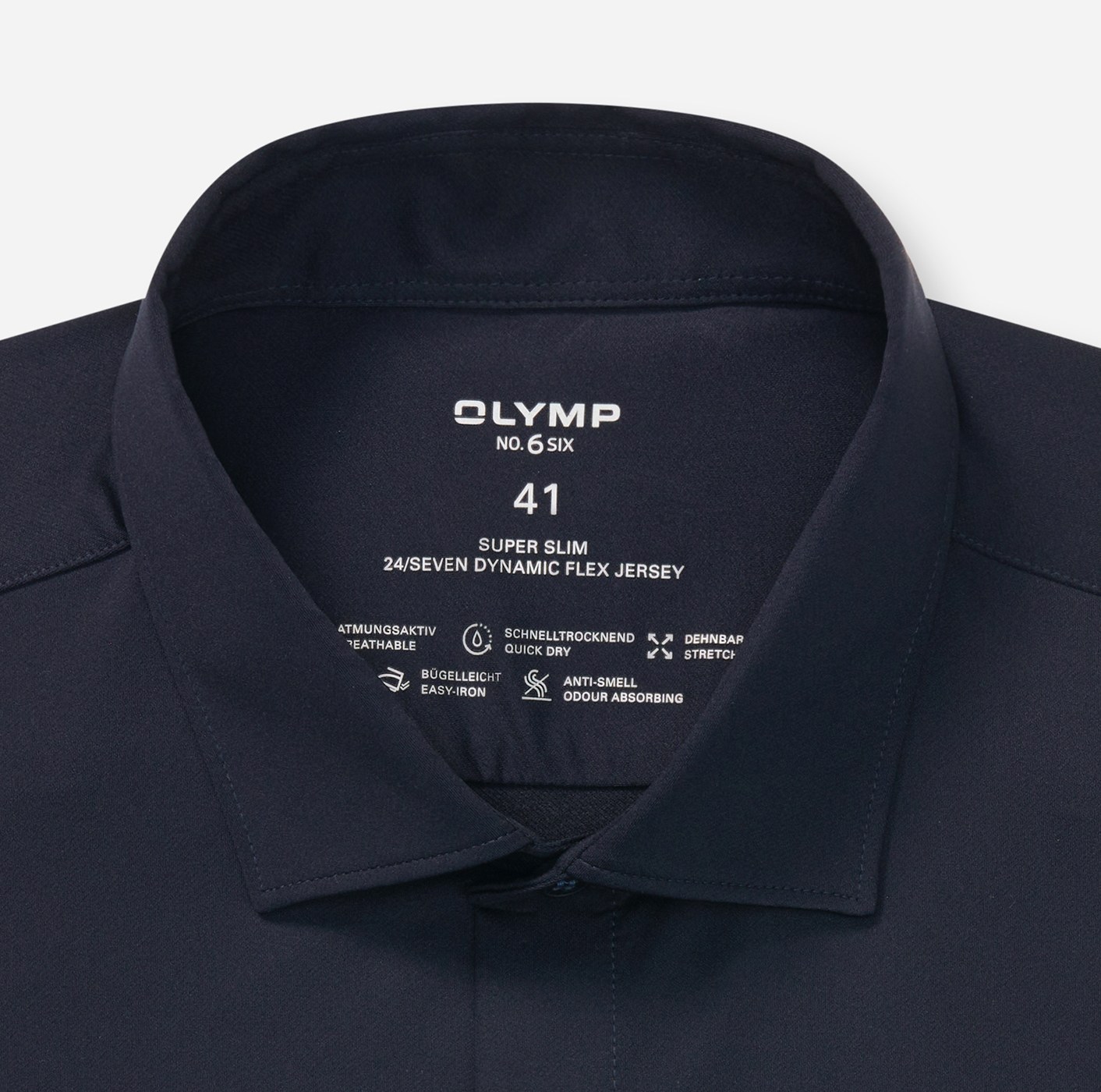 Hemd Herren Marine – OLYMP No. Six 24/Seven Super Slim, Detailansicht