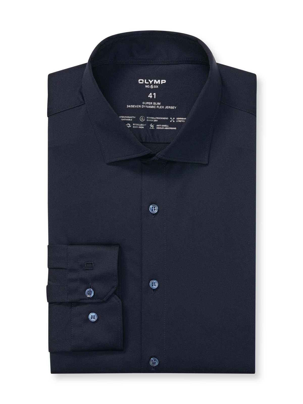 Hemd Herren Marine – OLYMP No. Six 24/Seven Super Slim, Detailansicht