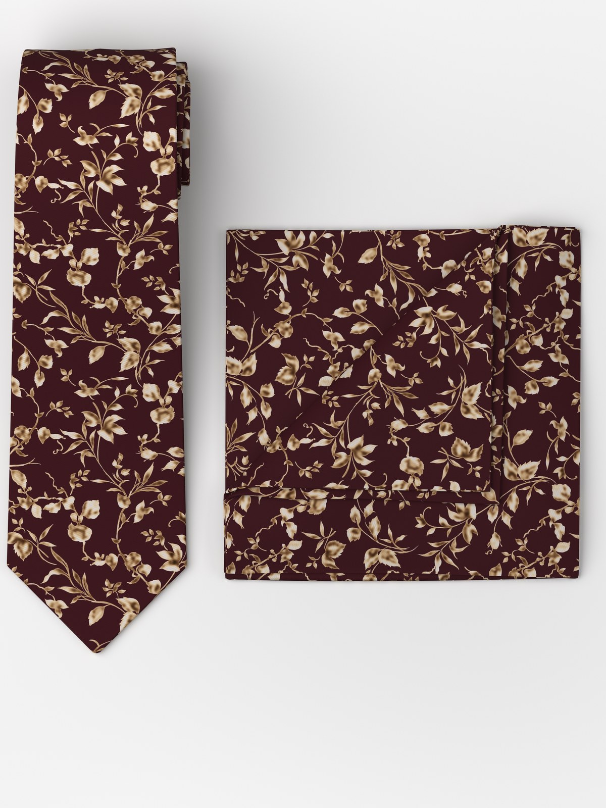 Einstecktuch Herren Bordeaux – OLYMP Krawatte/Einstecktuch Set, Detailansicht