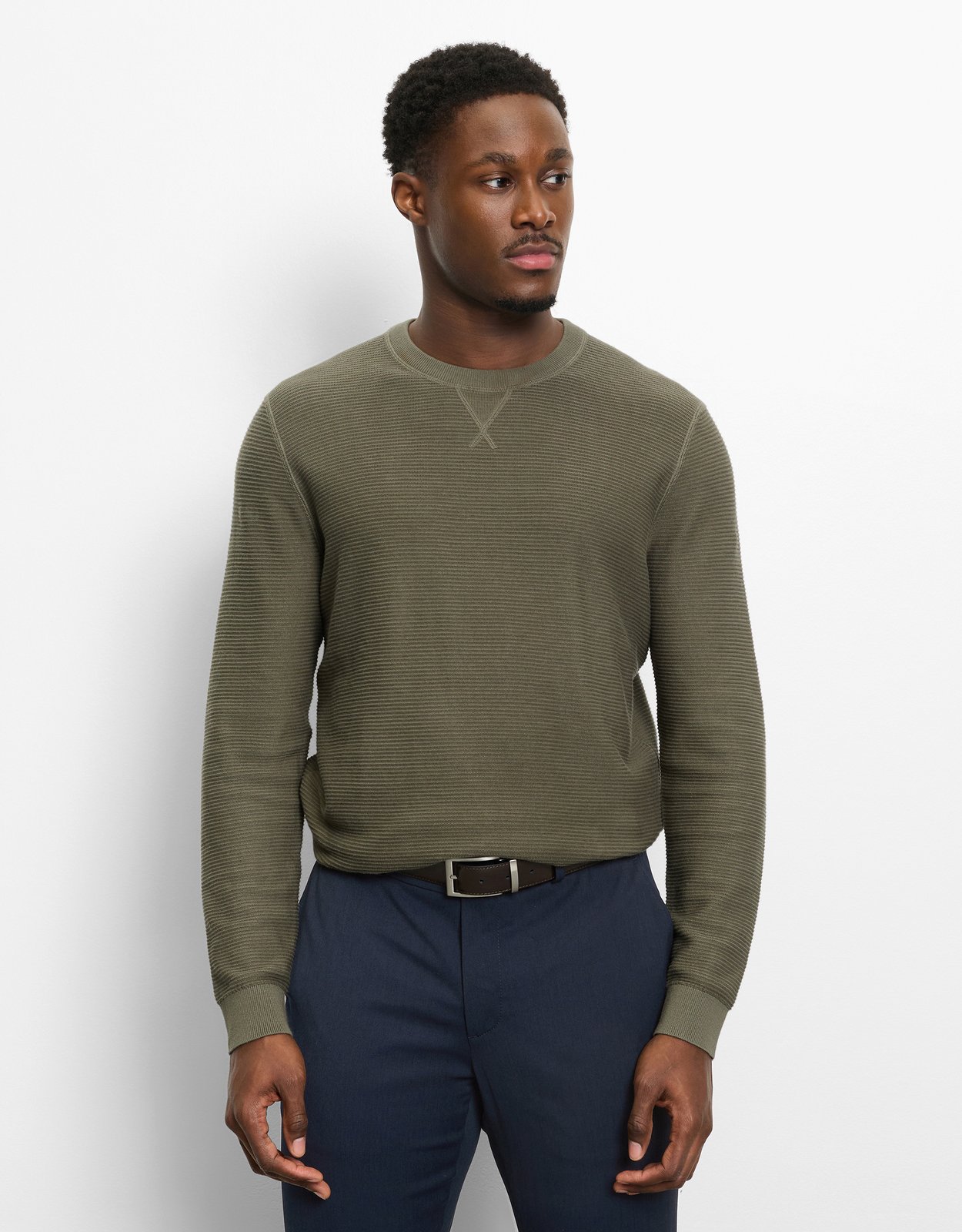 Pullover Herren Oliv – OLYMP Casual Strick Regular Fit