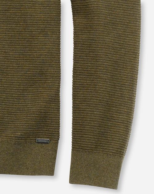 Pullover Herren Oliv – OLYMP Casual Strick Regular Fit, Detailansicht