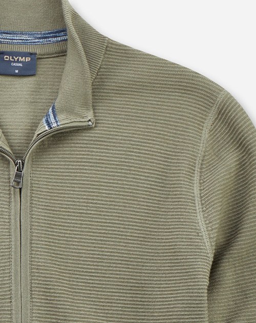 Pullover Herren Oliv – OLYMP Casual Strick, Detailansicht