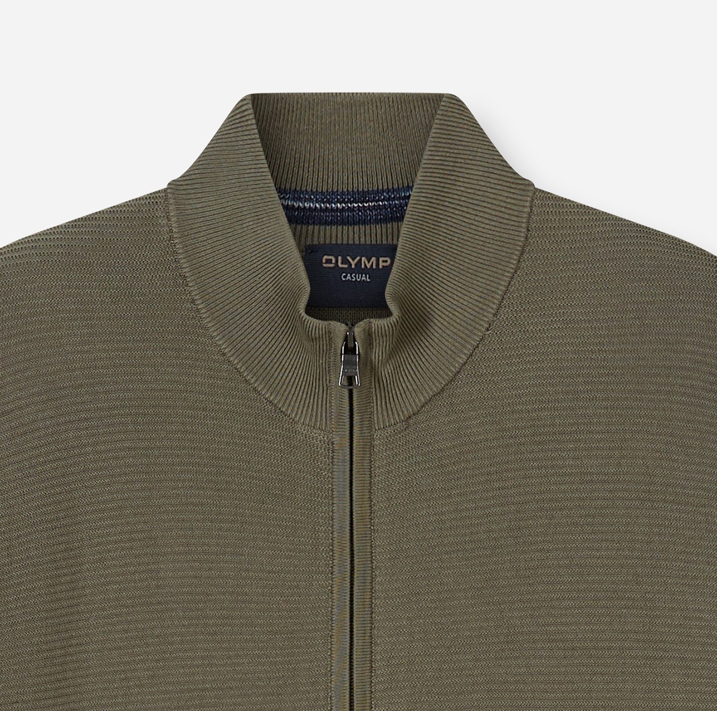 Pullover Herren Oliv – OLYMP Casual Strick, Detailansicht