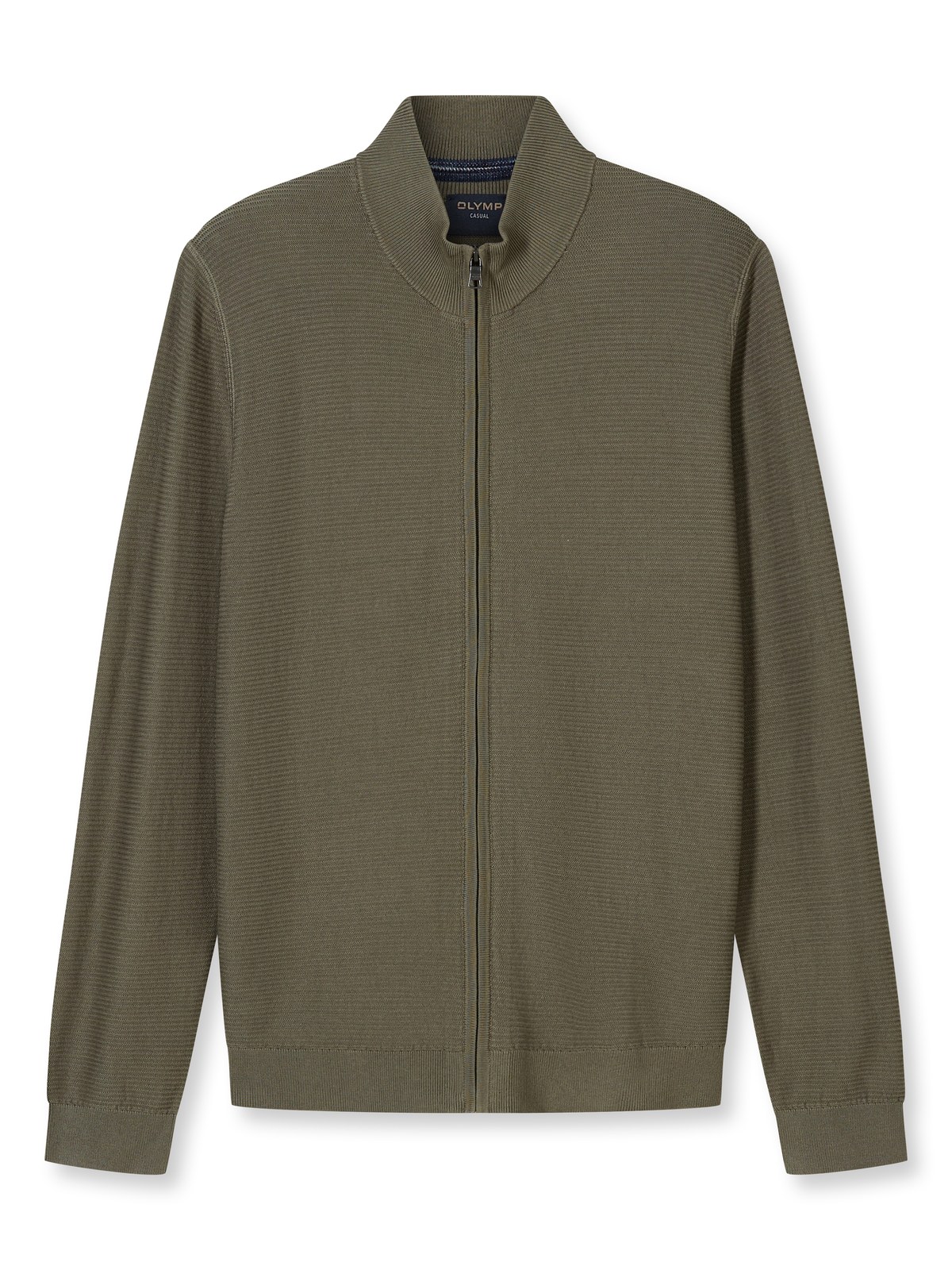 Pullover Herren Oliv – OLYMP Casual Strick, Detailansicht